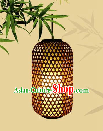 Handmade Chinese Countryside Brown Hanging Lanterns Traditional Palace Lantern Bamboo Art Scaldfish Lamp