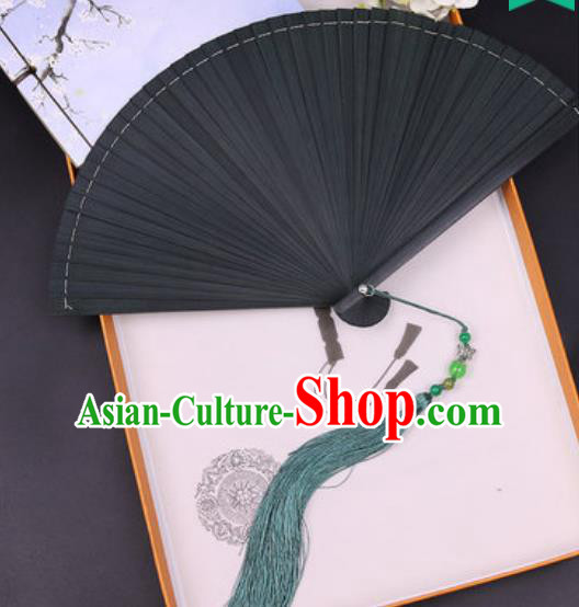 Chinese Traditional Classical Dance Black Bamboo Folding Fans Handmade Accordion Fan