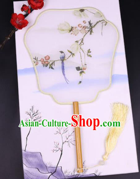Chinese Traditional Painting Mangnolia Palace Fans Handmade Classical Dance Silk Fan for Women
