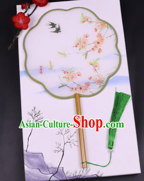 Chinese Traditional Painting Plum Swallow Palace Fans Handmade Classical Dance Silk Fan for Women