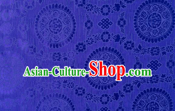 Chinese Classical Auspicious Pattern Design Royalblue Brocade Fabric Asian Traditional Hanfu Satin Material