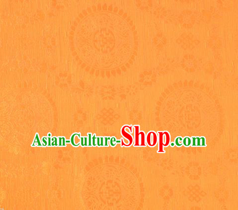 Chinese Classical Auspicious Pattern Design Orange Brocade Fabric Asian Traditional Hanfu Satin Material