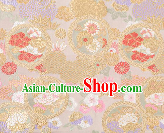 Chinese Classical Chrysanthemum Bamboo Pattern Design Champagne Brocade Fabric Asian Traditional Hanfu Satin Material