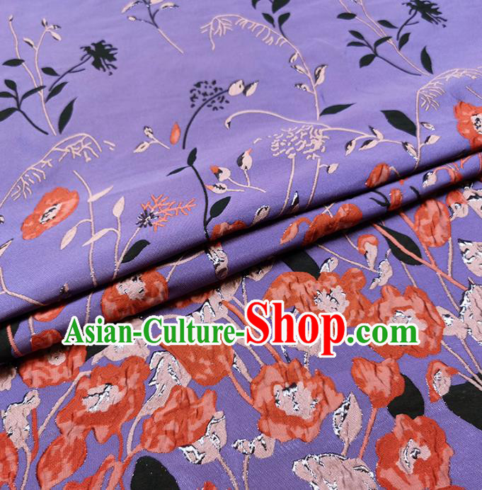 Chinese Classical Pattern Design Purple Brocade Fabric Asian Traditional Hanfu Satin Material