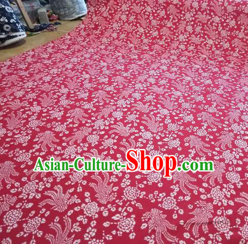Chinese Classical Phoenix Pattern Design Red Fabric Asian Traditional Hanfu Cloth Material