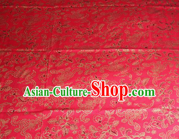 Chinese Classical Phoenix Pattern Design Rosy Fabric Asian Traditional Hanfu Cloth Material