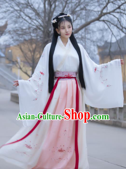 Traditional Chinese Jin Dynasty Court Historical Costumes Ancient Royal Princess Hanfu Dress for Women