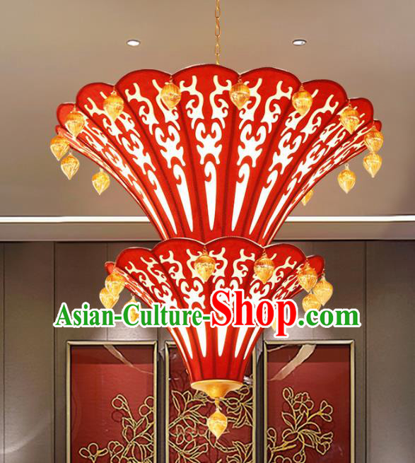 Asian Traditional Red Cloth Ceiling Lantern Thailand Handmade Lanterns Hanging Lamps