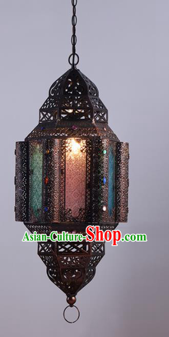 Asian Traditional Iron Grass Ceiling Lantern Thailand Handmade Lanterns Hanging Lamps