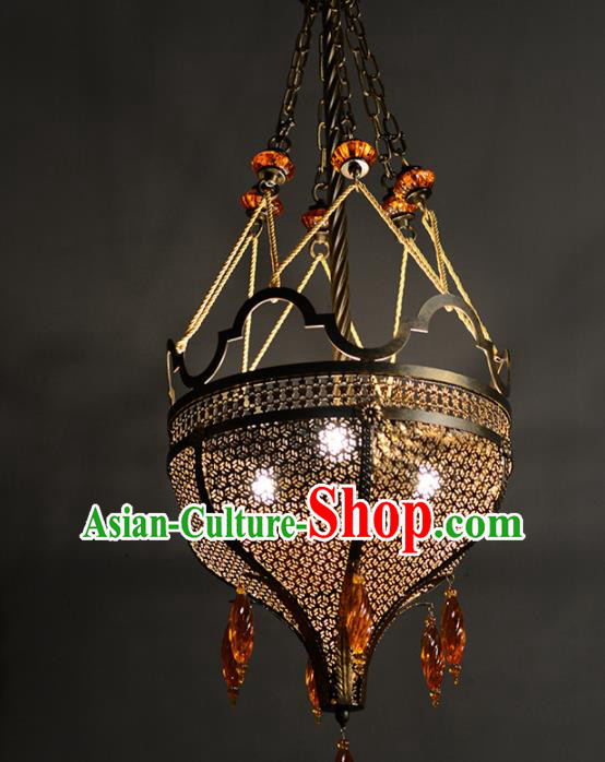 Asian Traditional Iron Carving Ceiling Lantern Thailand Handmade Lanterns Hanging Lamps