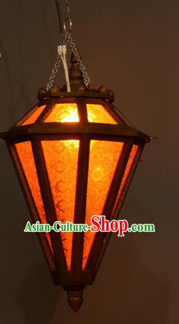 Asian Traditional Wood Grass Ceiling Lantern Thailand Handmade Lanterns Hanging Lamps