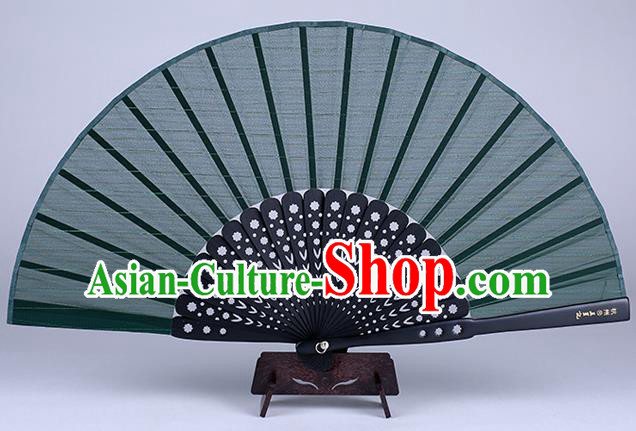 Traditional Chinese Handmade Green Silk Folding Fan China Accordion Fan Oriental Fan