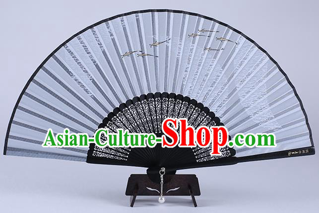 Traditional Chinese Handmade Printing Fishes Silk Folding Fan China Accordion Fan Oriental Fan
