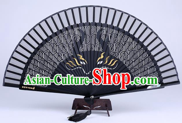 Traditional Chinese Handmade Carving Zodiac Dragon Folding Fan China Bamboo Accordion Fan Oriental Fan