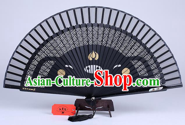 Traditional Chinese Handmade Carving Zodiac Pig Folding Fan China Bamboo Accordion Fan Oriental Fan