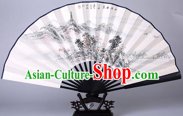 Traditional Chinese Handmade Painting Paper Folding Fan China Wood Accordion Fan Oriental Fan