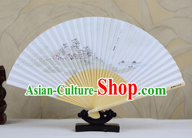 Traditional Chinese Ink Painting Lake Landscape Art Paper Fan China Bamboo Accordion Folding Fan Oriental Fan