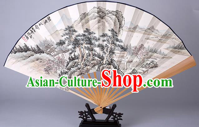 Traditional Chinese Handmade Ink Painting Landscape Paper Folding Fan China Accordion Fan Oriental Fan