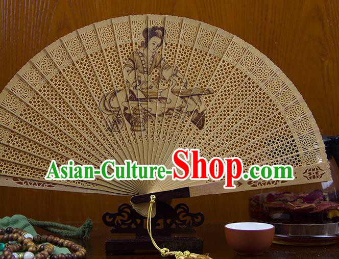 Traditional Chinese Hand Painting Goddess Sandalwood Fan China Accordion Folding Fan Oriental Fan