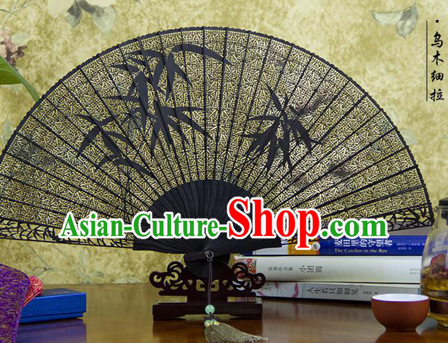 Traditional Chinese Hand Painting Bamboo Ebony Fan China Accordion Folding Fan Oriental Fan