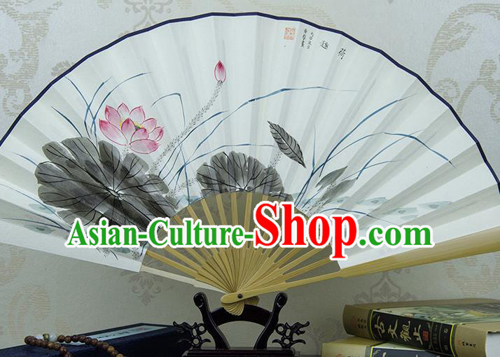 Traditional Chinese Hand Painting Lotus Paper Fan China Accordion Folding Fan Oriental Fan