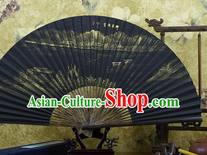 Traditional Chinese Hand Painting Spring View Mulberry Paper Fan China Accordion Folding Fan Oriental Fan