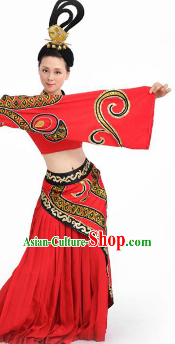 Chinese Fan Dance Umbrella Dance Red Dress Traditional Classical Dance Stage Performance Costume for Women