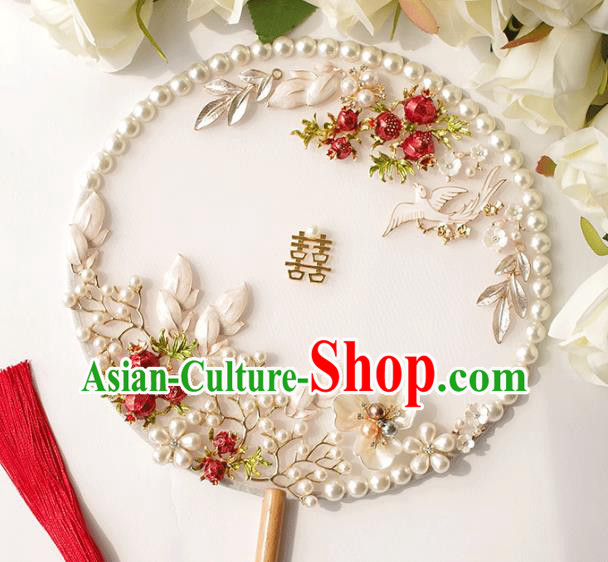 Chinese Traditional Hanfu Palace Fans Classical Wedding Round Fan for Women