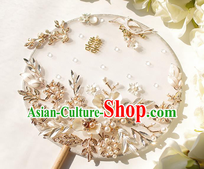 Chinese Traditional Hanfu Shell Palace Fans Classical Wedding Round Fan for Women