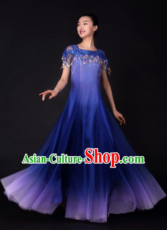 Professional Chorus Modern Dance Royalblue Dress Opening Dance Compere Stage Performance Costume for Women