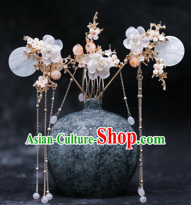 Chinese Traditional Hanfu Hairpins and Shell Hair Combs Hair Accessories Complete Set for Women