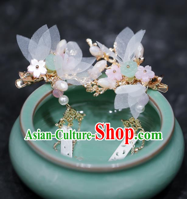 Chinese Traditional Hanfu Silk Flowers Hair Claws Ancient Hair Accessories for Women