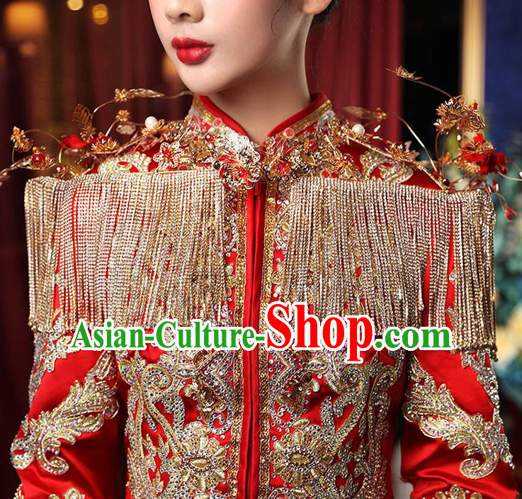 Chinese Ancient Wedding Shoulder Accessories Traditional Bride Xiuhe Suits Tippet for Women