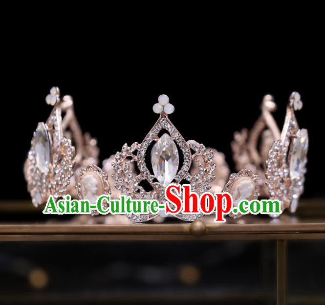 Top Grade Bride Baroque Crystal Round Royal Crown Wedding Hair Accessories for Women