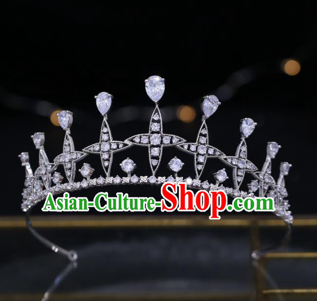 Top Grade Baroque Princess Zircon Royal Crown Wedding Bride Hair Accessories for Women