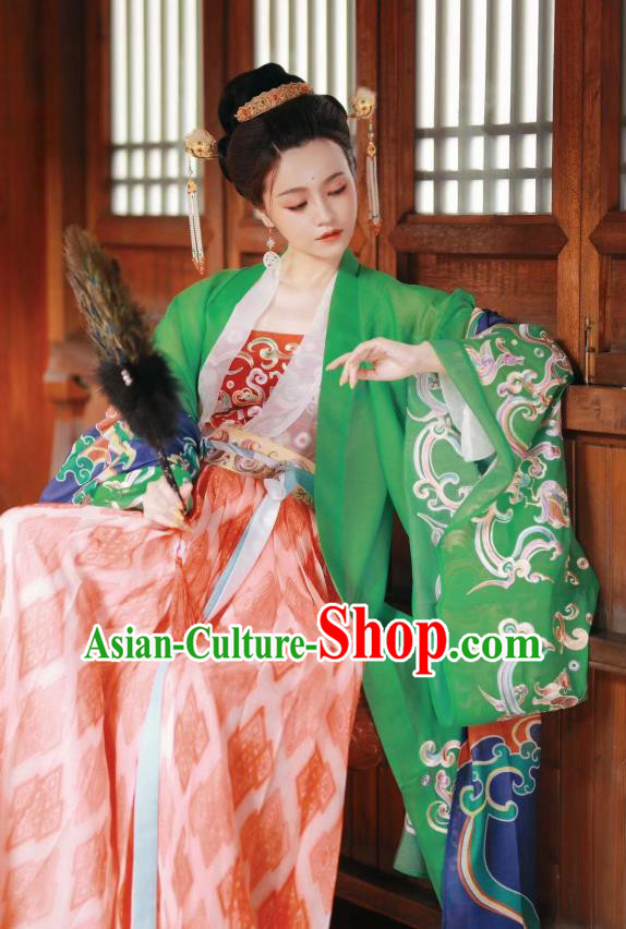 Chinese Traditional Tang Dynasty Historical Costume Ancient Royal Princess Hanfu Dress for Women