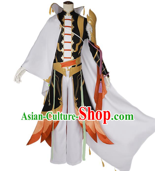 Traditional Chinese Cosplay General White Costume Ancient Swordsman Hanfu Clothing for Men