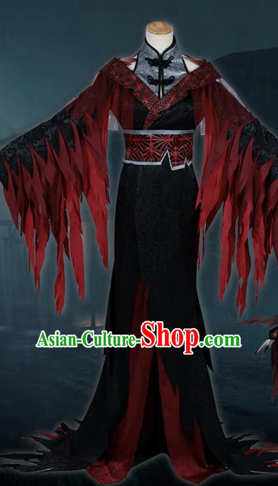 Traditional Chinese Cosplay Queen Black Dress Costume Ancient Female Swordsman Hanfu Costume for Women