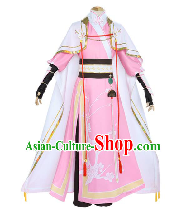 Traditional Chinese Ming Dynasty Pink Costume Ancient Female Swordsman Hanfu Dress for Women