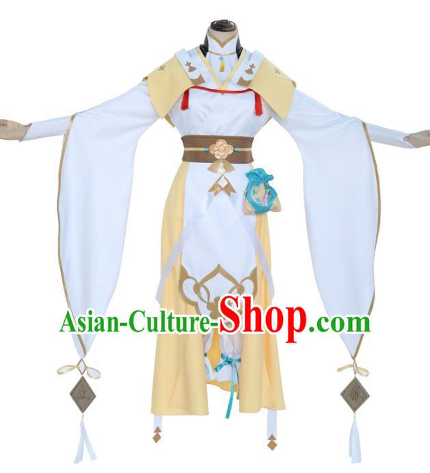 Traditional Chinese Cosplay Knight White Costume Ancient Female Swordsman Hanfu Dress for Women