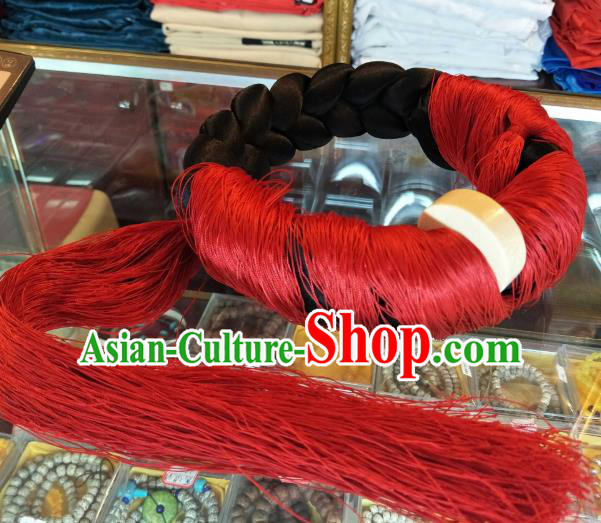 Handmade Chinese Zang Nationality Red Tassel Hat Traditional Tibetan Ethnic Hair Accessories for Women