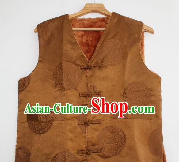 Chinese Tibetan Buddhism Woolen Vest Traditional Monk Waistcoat Upper Outer Garment for Men