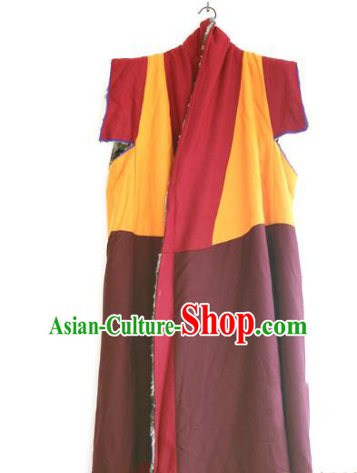 Chinese Tibetan Buddhism Winter Long Vest Traditional Monk Cape for Men