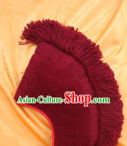 Handmade Chinese Tibetan Buddhism Wine Red Cockscomb Hat Traditional Zang Nationality Monk Hat for Men