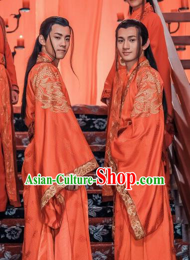 Chinese Ancient Bridegroom Historical Drama Love is More Than A Word Wedding Costume and Headpiece for Men