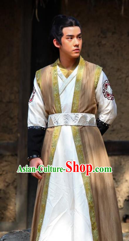 Chinese Ancient Swordsman Historical Drama Devastating Beauty Costume and Headpiece for Men