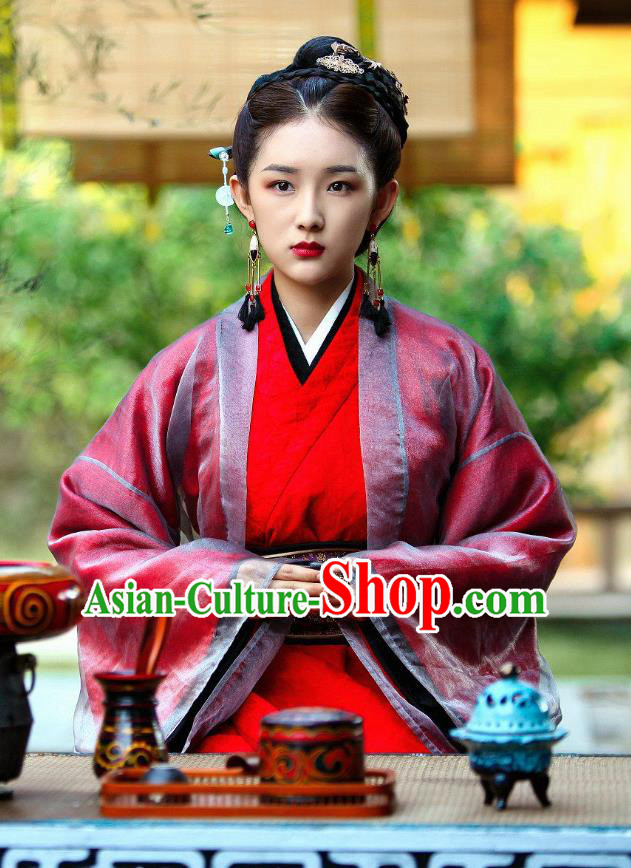 Drama Devastating Beauty Chinese Ancient Noble Concubine Han Lu Costume and Headpiece for Women