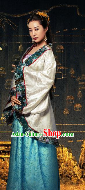 Chinese Ancient Noble Lady Hanfu Dress Drama Devastating Beauty Huangpu Fangpin Costume and Headpiece for Women