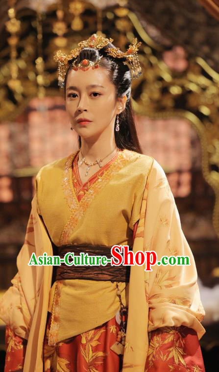 Chinese Ancient Princess Costume Historical Television Bloody Romance Dress and Headpiece for Women