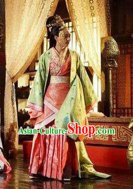 Historical Television The Ugly Queen Chinese Ancient Empress Costume Spring and Autumn Period Zhong Wuyan Dress and Headpiece for Women